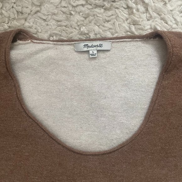 Madewell Kimball Colorblock Sweater - Tan - SZ L - Picture 3 of 5